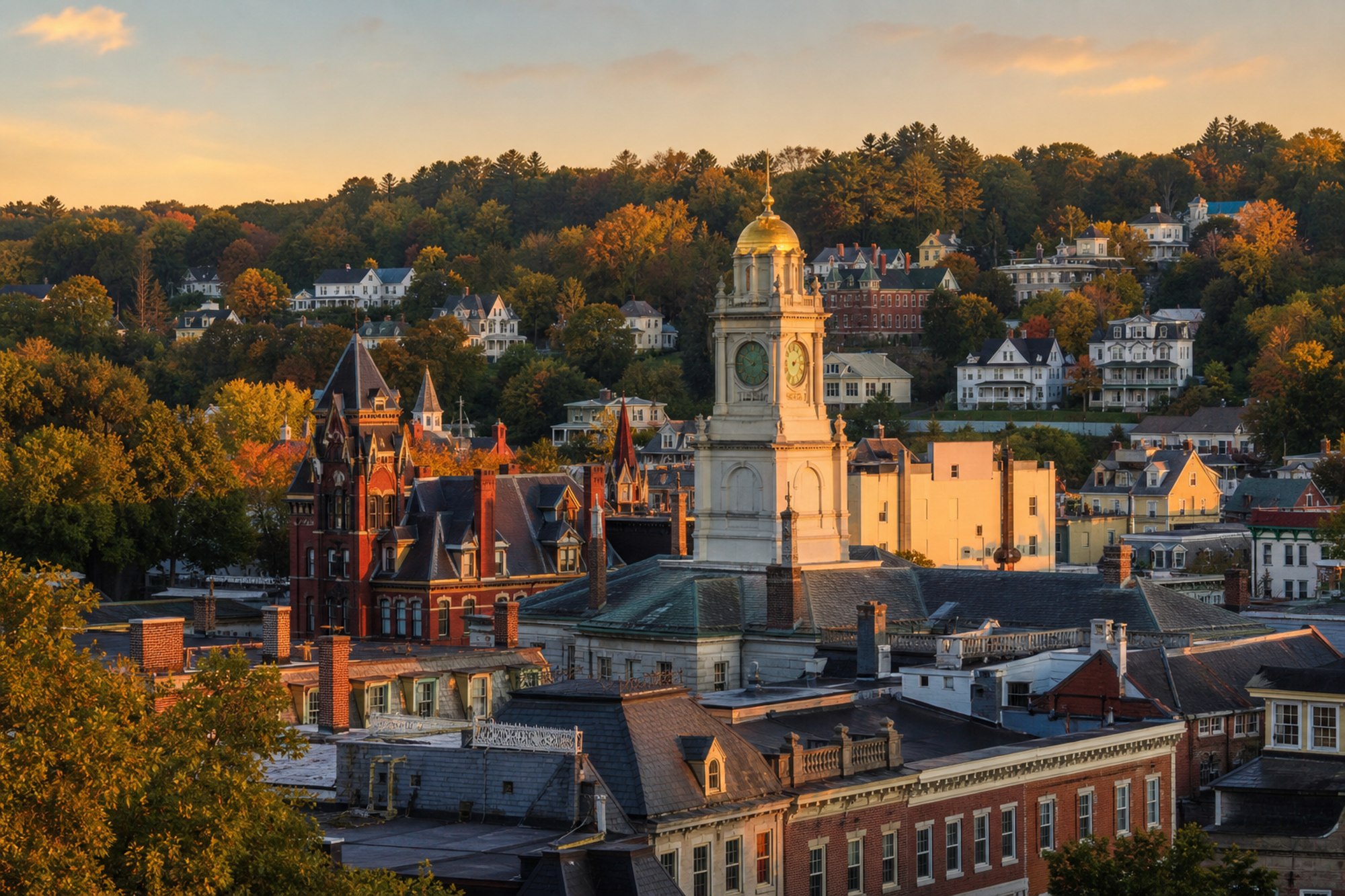 Concept image of a Connecticut river valley city near Waterbury